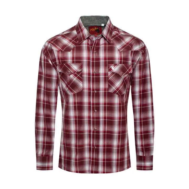 Men's Western Long Sleeve Plaid Shirts with Snap Buttons