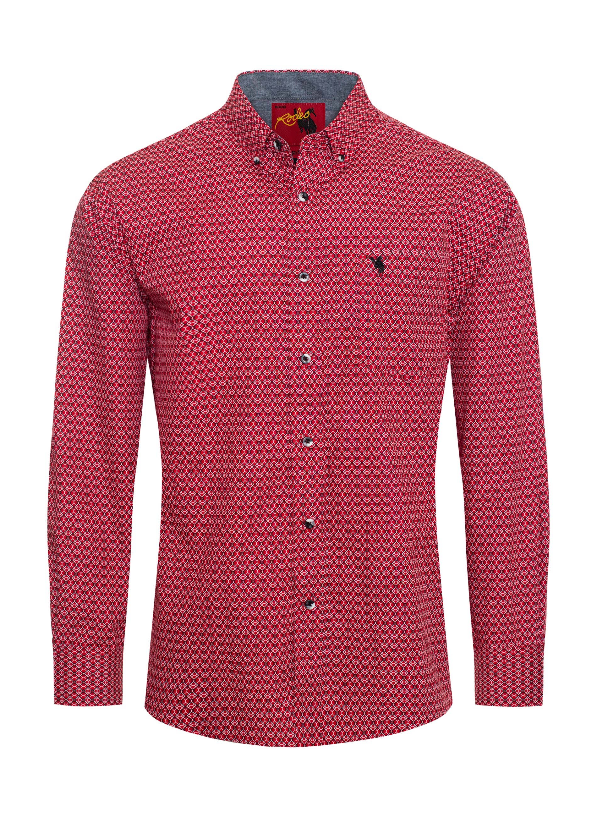 Men's western long sleeve, 100% cotton poplin printed shirts with buttons.
