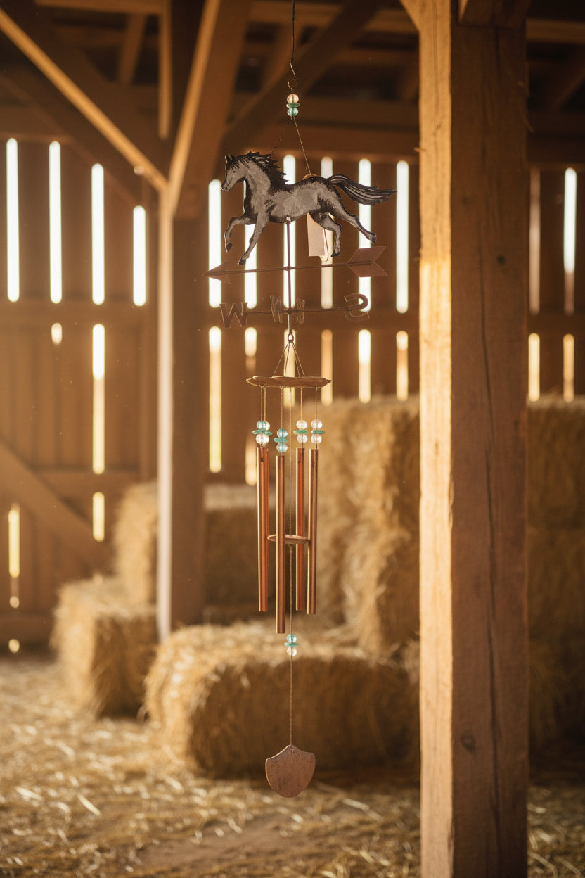 Horse-shaped with compass wind chime and decorative beading