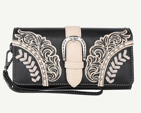 Montana West Cut-Out Floral Buckle Wallet/Wristlet