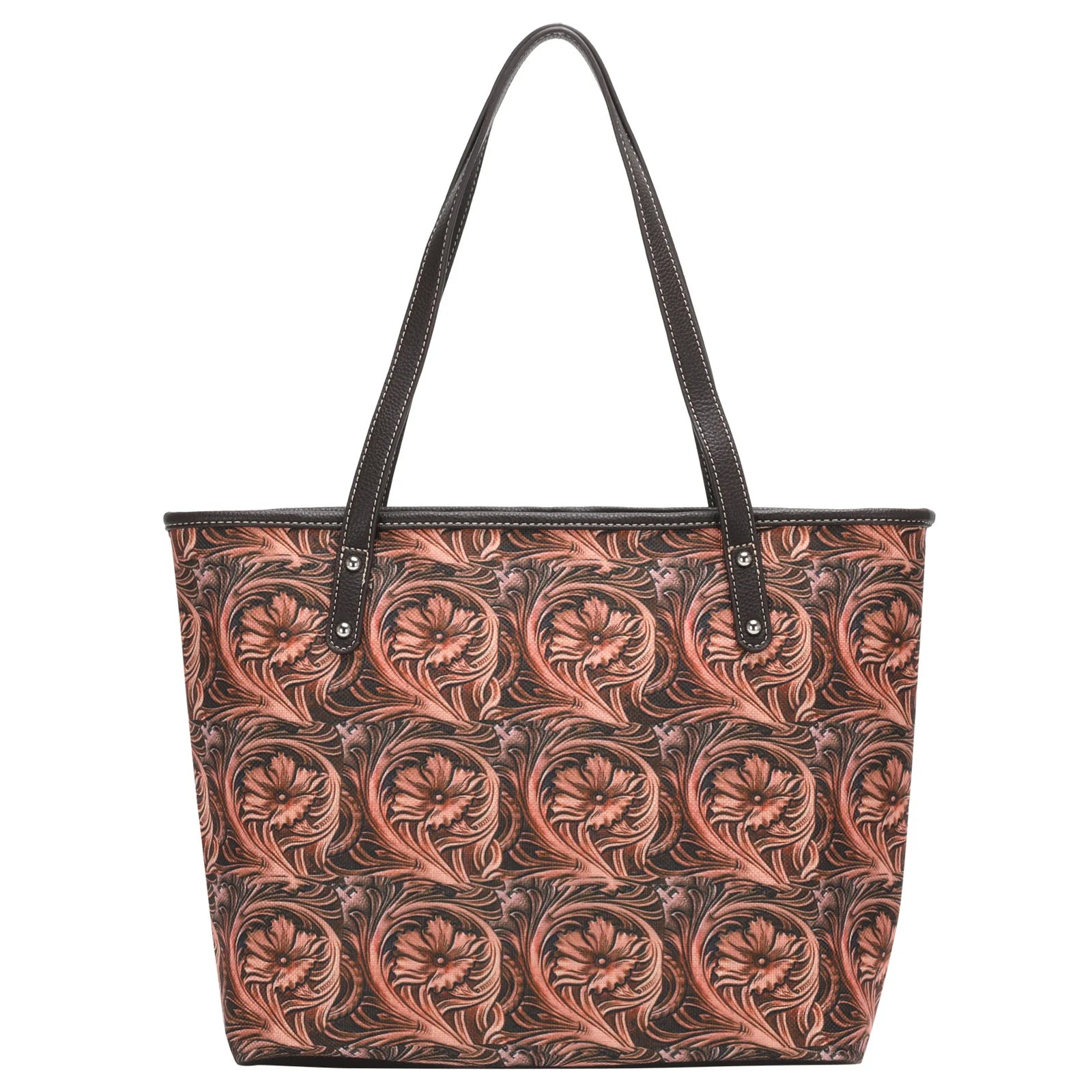 Montana West Vintage Canvas Tote Bag with brown paisley print and sturdy handles