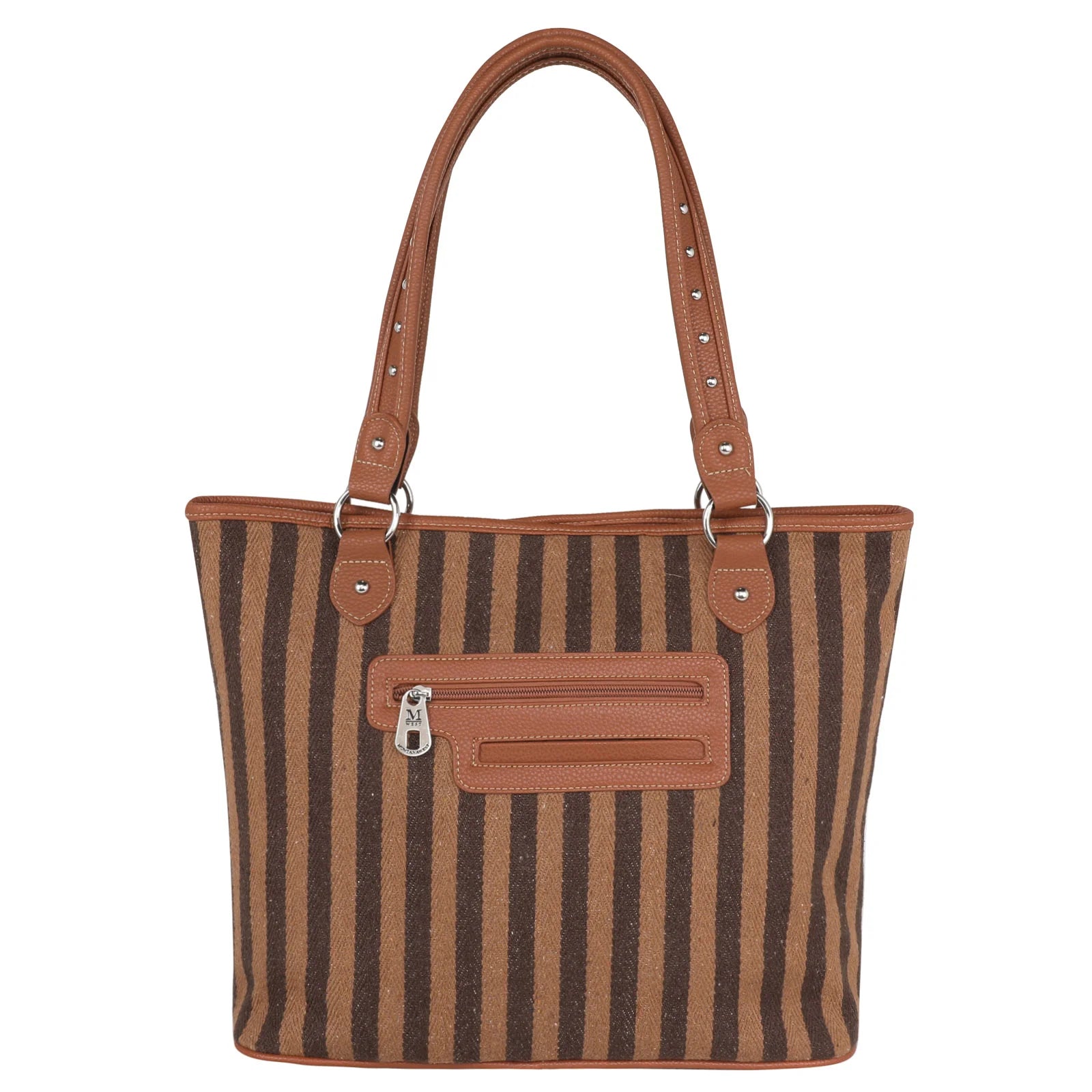 Durable canvas tote bag with vibrant yellow and brown Aztec design and sturdy handles