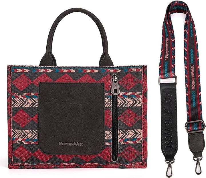 Montana West Boho Ethnic Print Concealed Carry Crossbody Burgundy