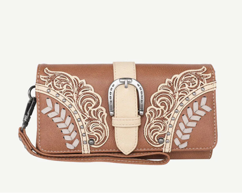 Montana West Cut-Out Floral Buckle Wallet/Wristlet