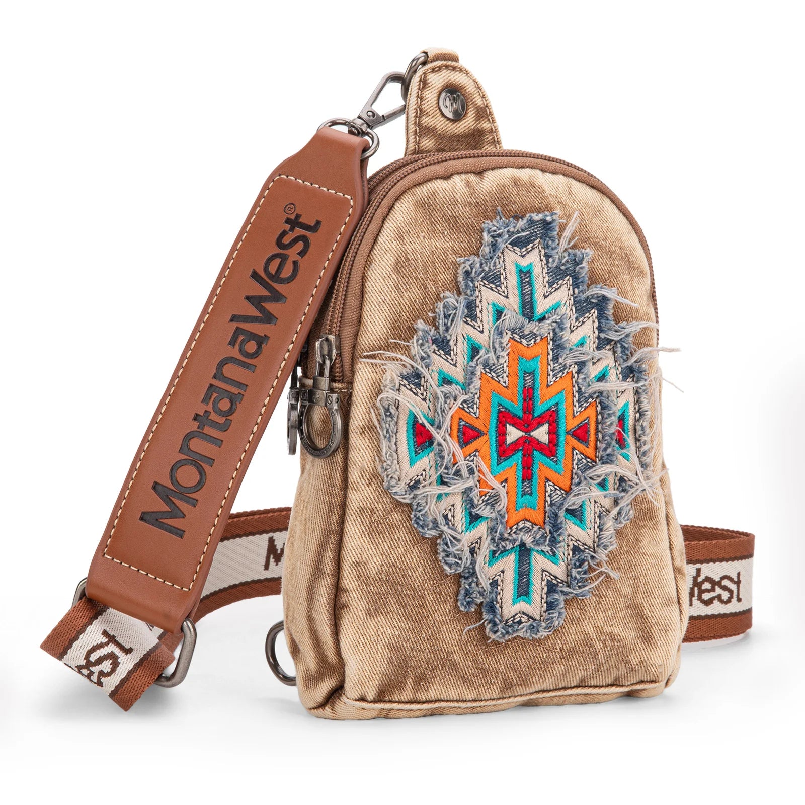 Montana West Embroidered Aztec Collection Sling Bag