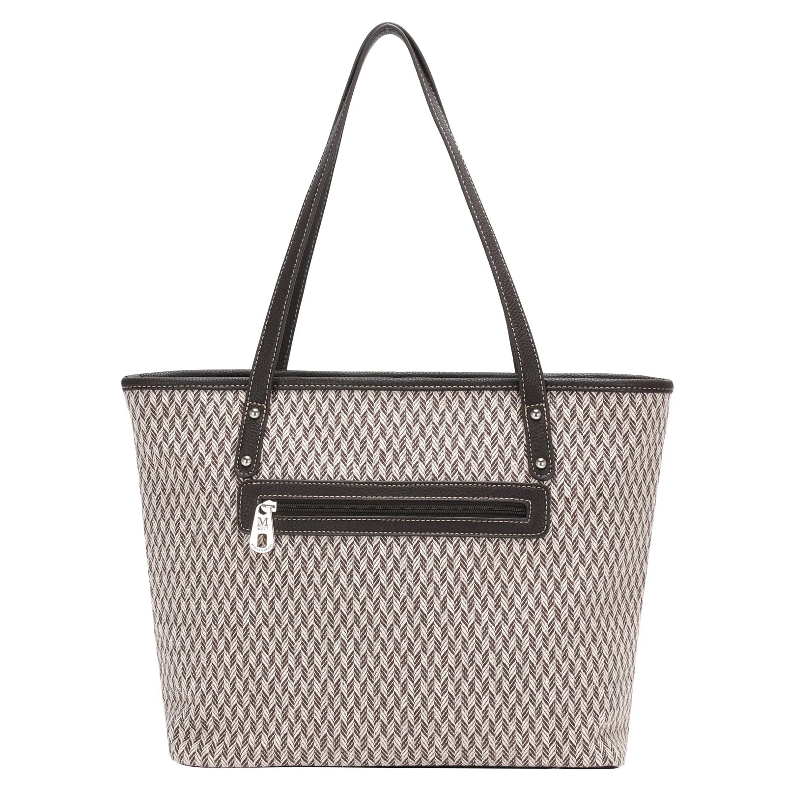 Spacious brown paisley patterned canvas tote bag for everyday use