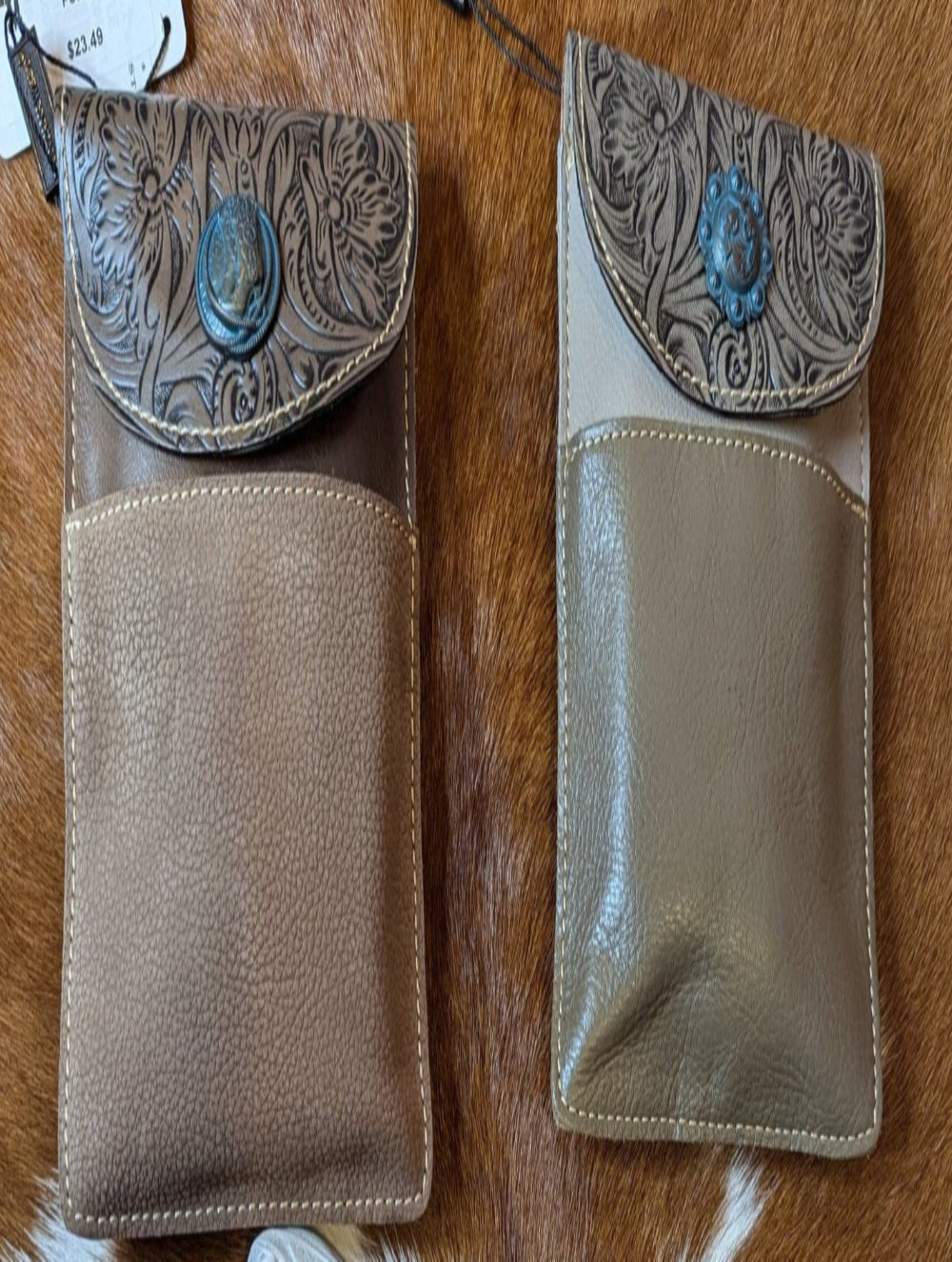 Montana West Floral Tooled Genuine Leather Belt Loop Phone Holster Pouch/Multifunction Crossbody