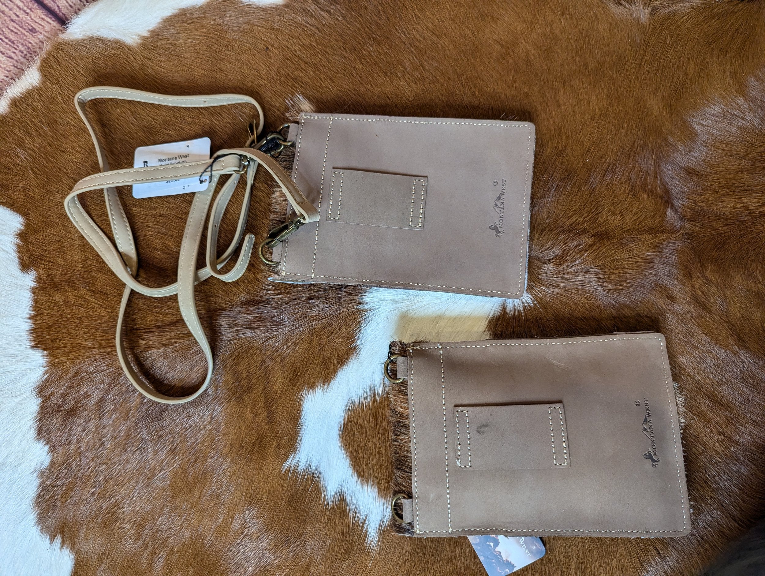 Montana West Genuine Hair-On Cowhide Belt Loop Phone Holster/Multifunction Crossbody