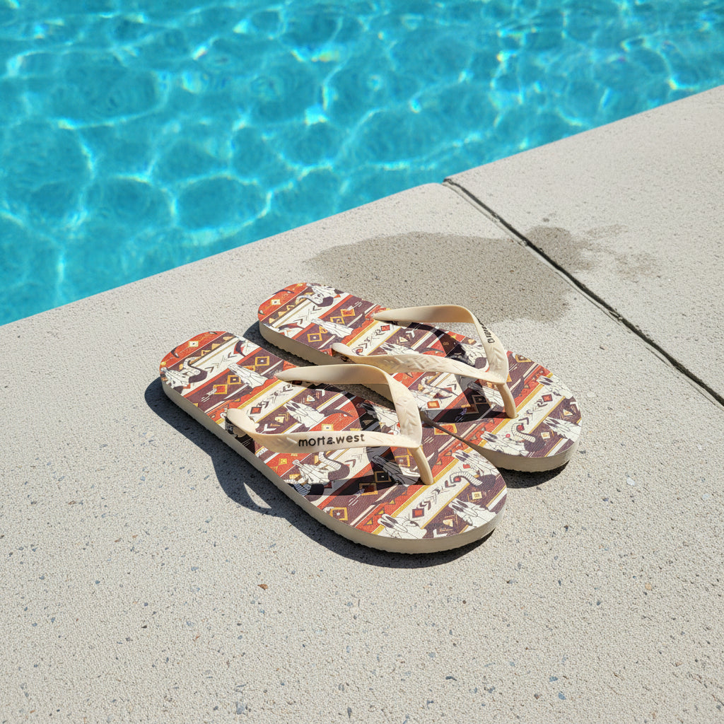 Flip Flop with a western pattern and skull