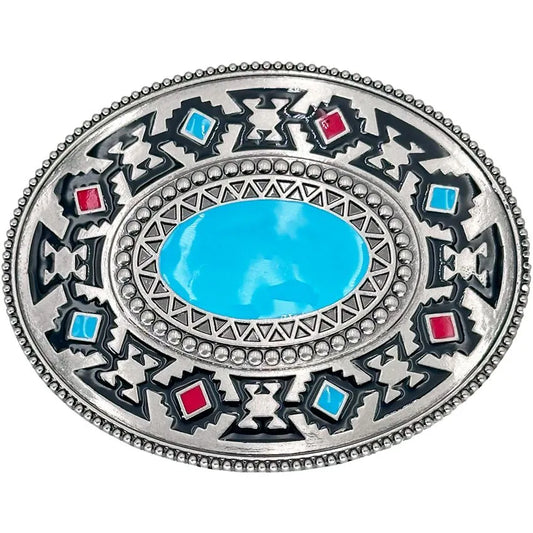 Native Style Turquoise Bead Belt Buckle