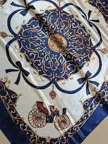 Navy scarf/wild rag with bows & wagon