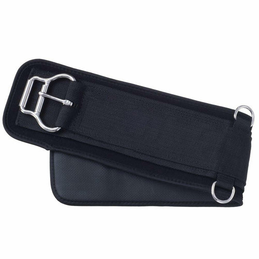Tough 1 Snuggit neoprene girth with double roller buckle, non-slip textured backing, and stainless steel hardware.
