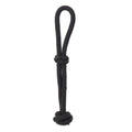 Black Nylon Tie Down Keeper with a white background. 