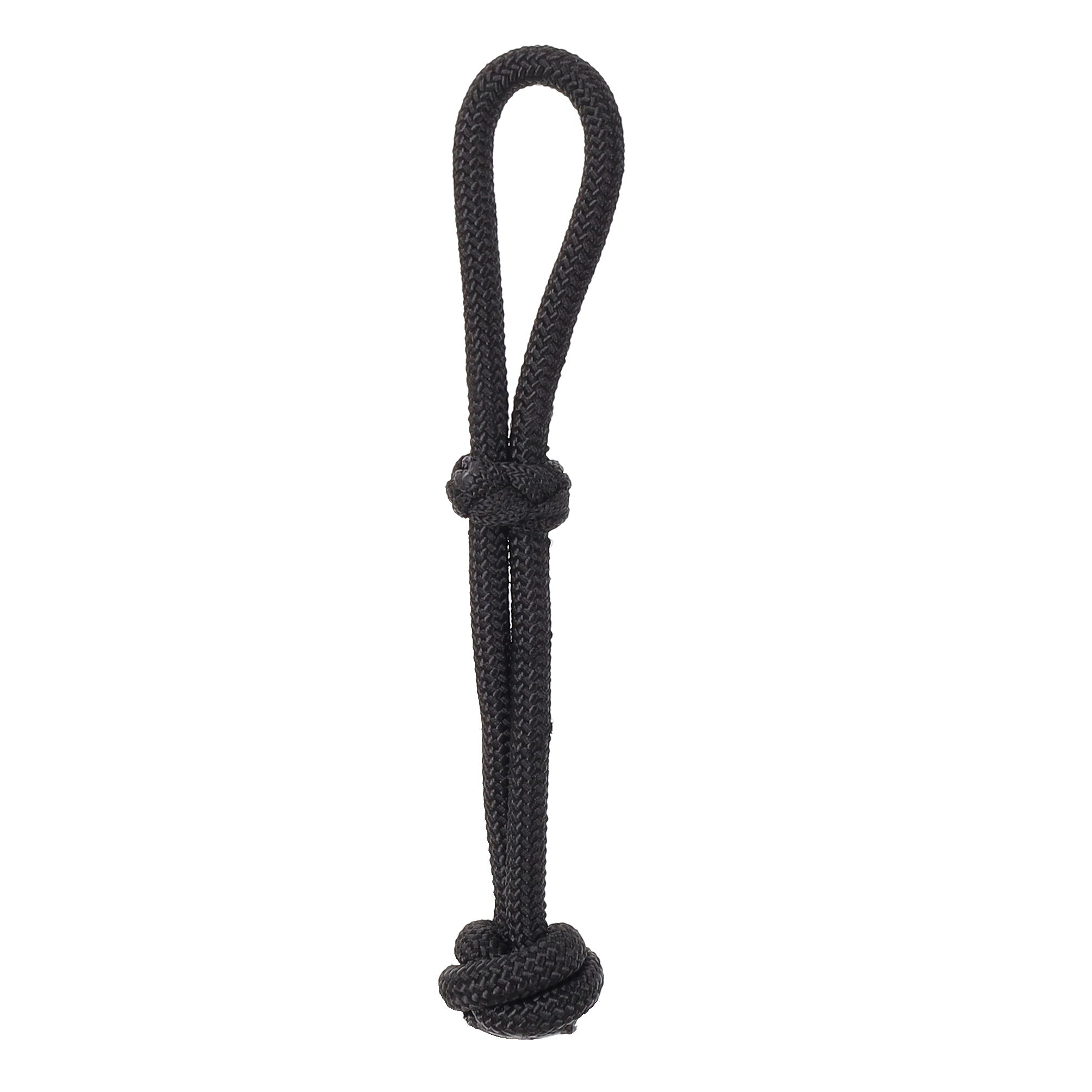 Black Nylon Tie Down Keeper with a white background. 