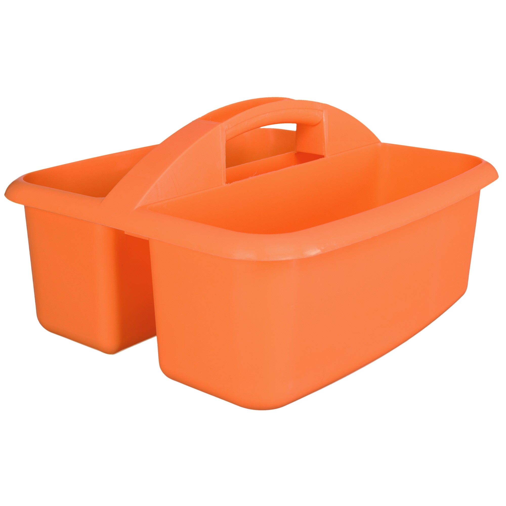 Orange plastic grooming organizer. 