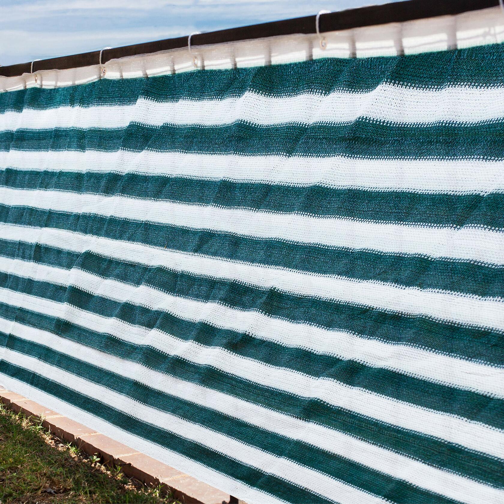 Outdoor balcony privacy screen with corded installation detail