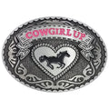 Oval Vintage Cowgirl Up Horse Belt Buckle