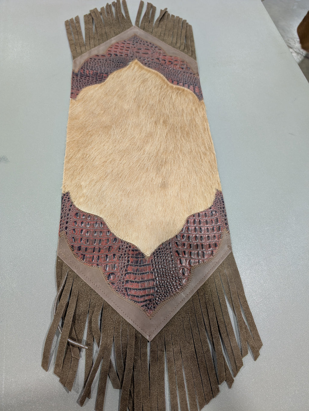 Mini Cowhide Fringe Table Runner