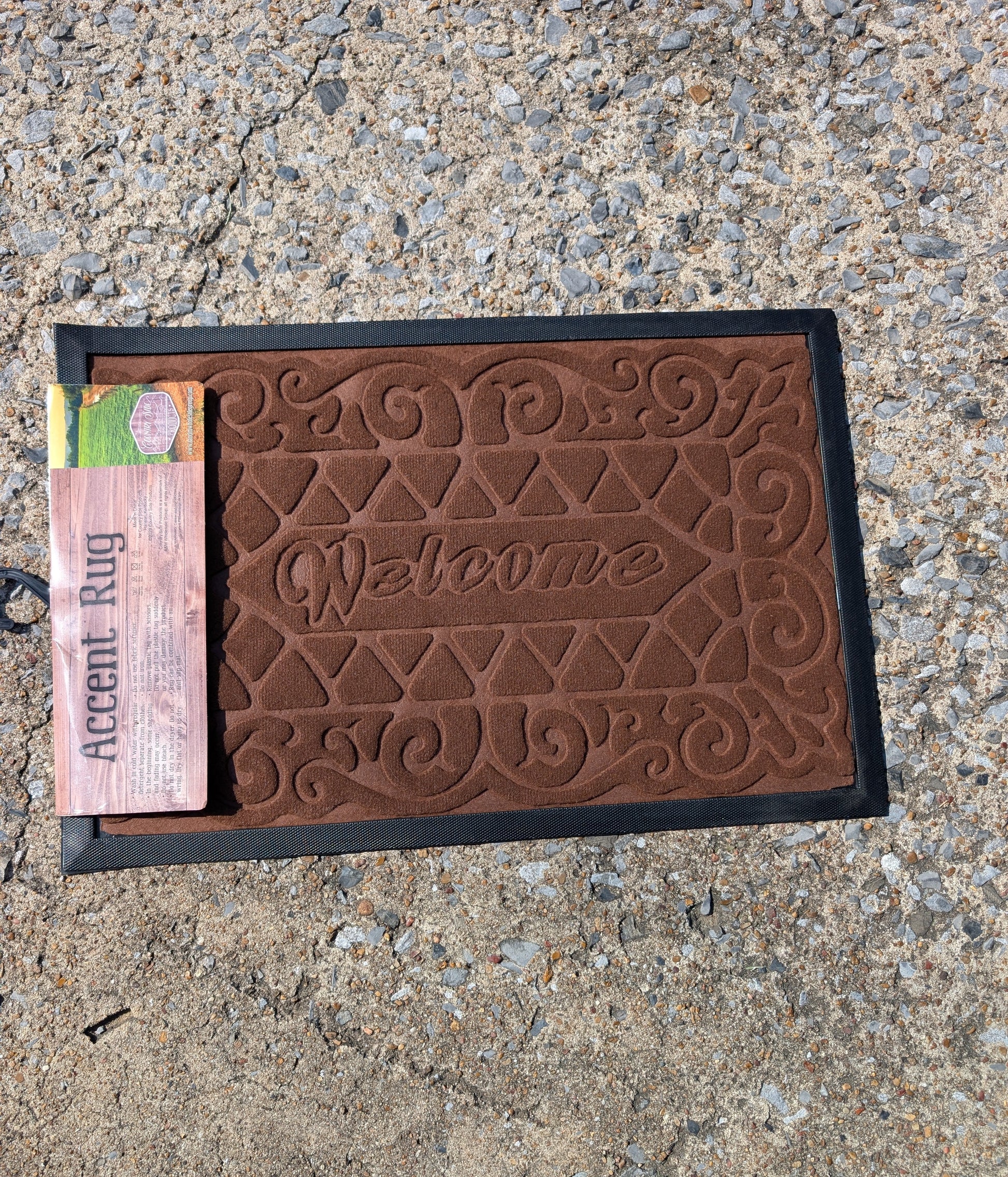 Small welcome mat with rubber backing for front door or porch, clearance sale