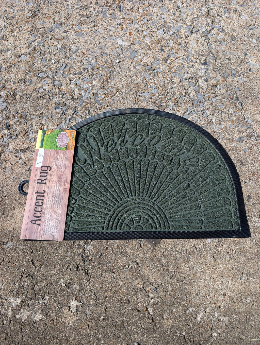 Clearance rounded rug for home décor, no returns or refunds