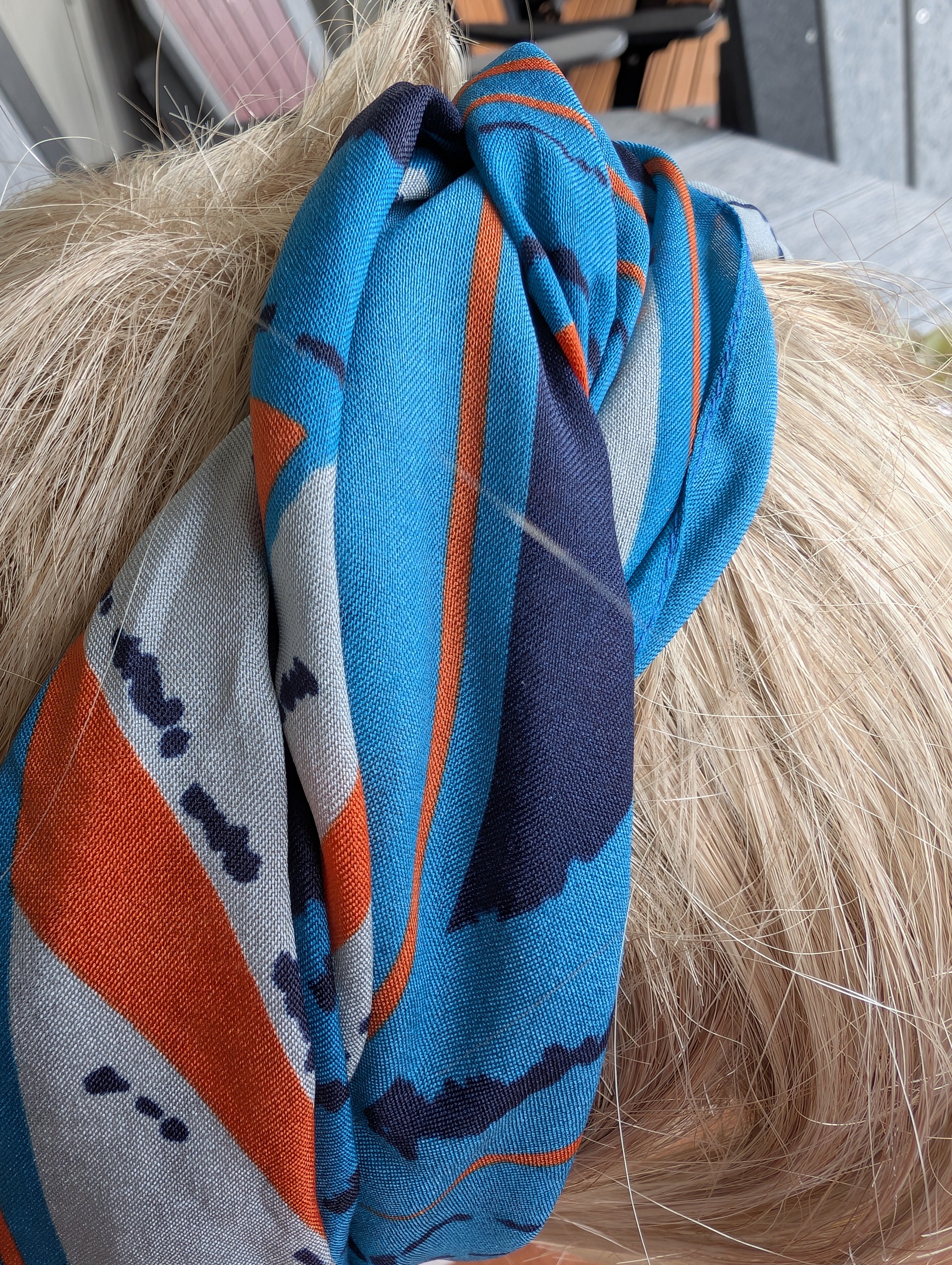 "Boho polyester headwrap scarf in vibrant multi-color design"
