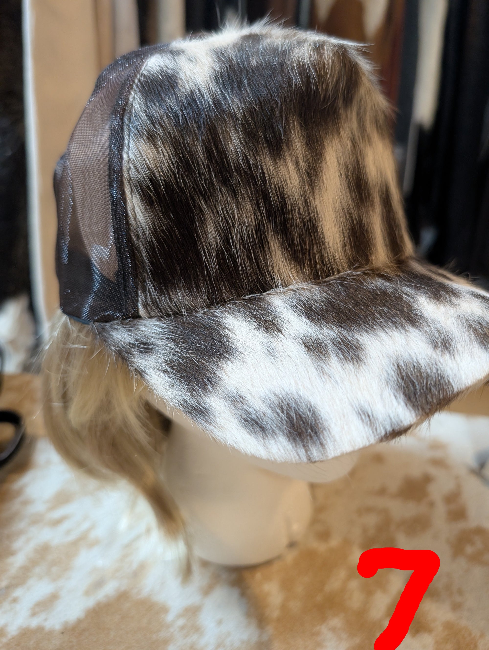 Rustic Rodeo Cowhide Baseball Cap – Genuine Western Hair-On Hide