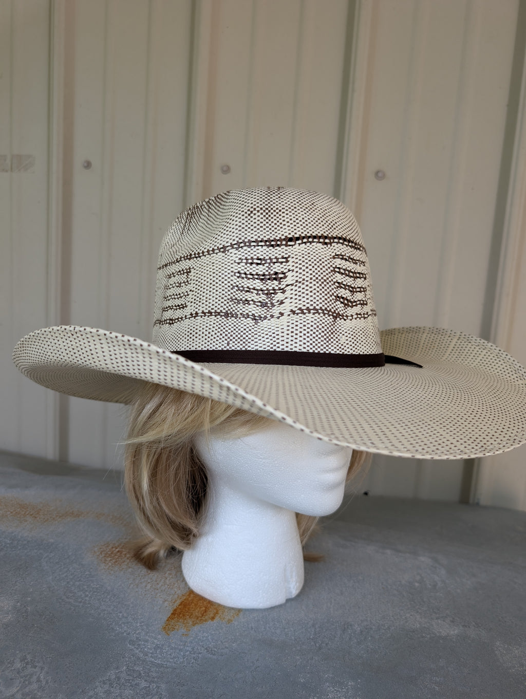 Trail Boss Men’s Open Crown Bangora Straw Cowboy Hat – Western Style, Lightweight Ranch Hat