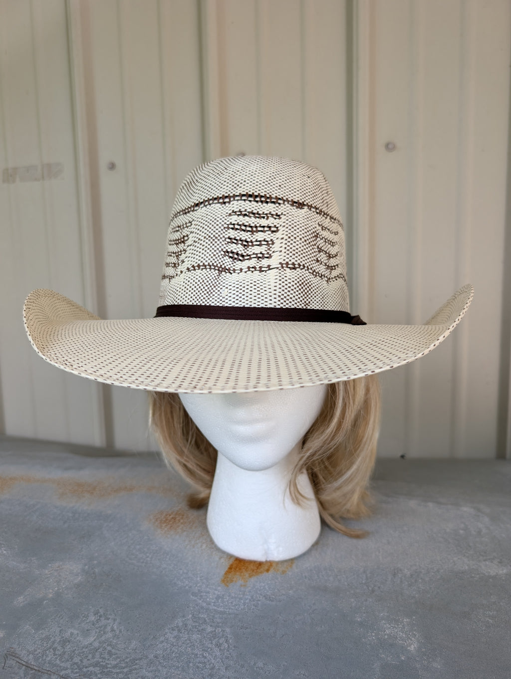 Trail Boss Men’s Open Crown Bangora Straw Cowboy Hat – Western Style, Lightweight Ranch Hat