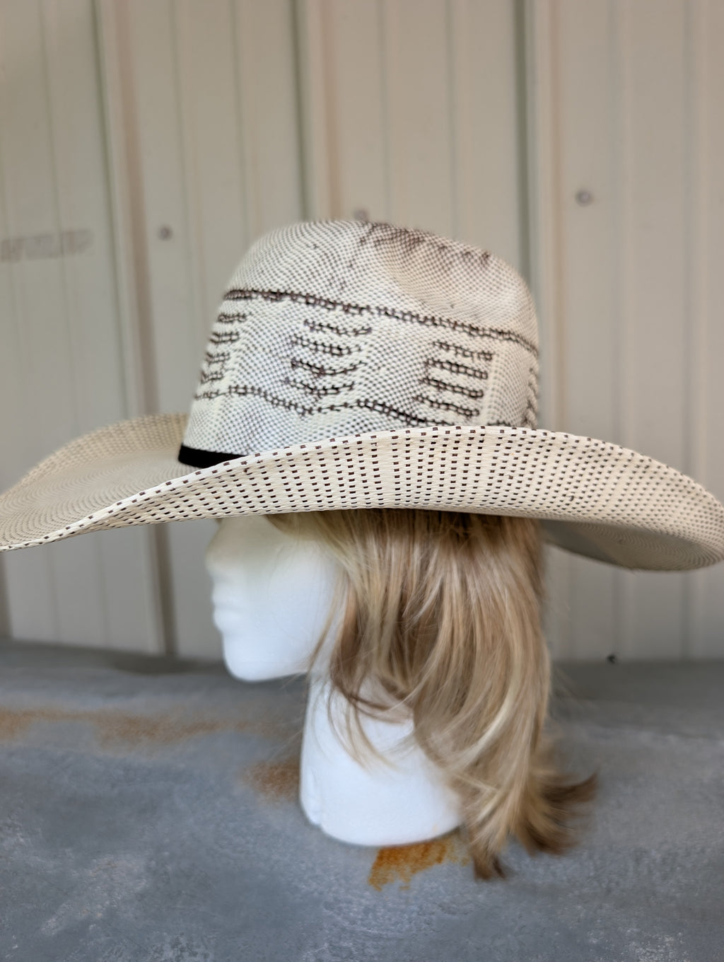 Trail Boss Men’s Open Crown Bangora Straw Cowboy Hat – Western Style, Lightweight Ranch Hat