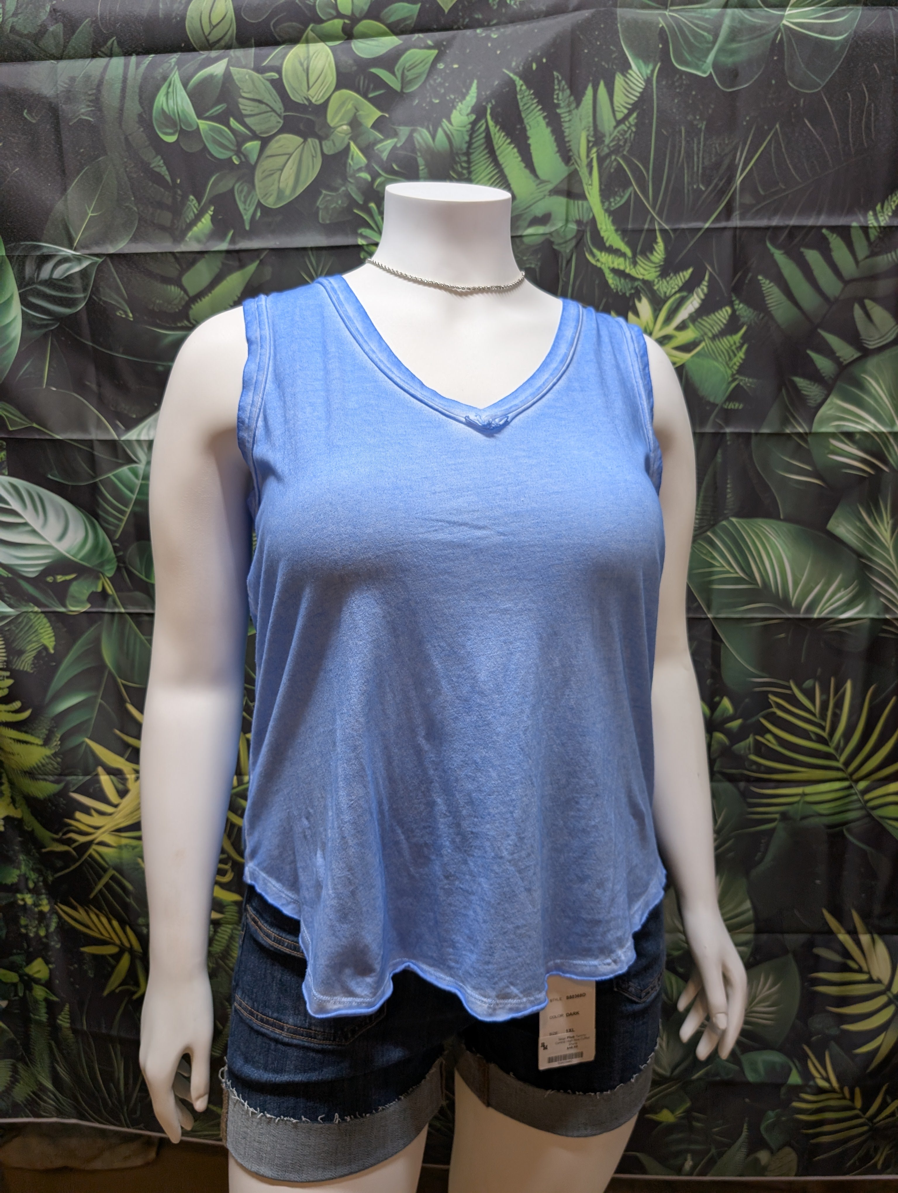 Raw Edge V-Neck Sleeveless Top - Plus Size