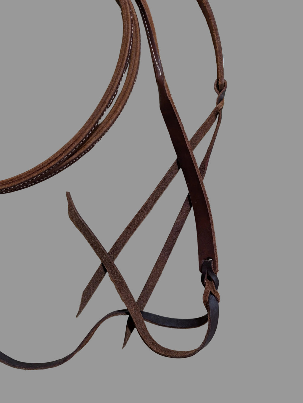 Leather brown split reins with poppers
