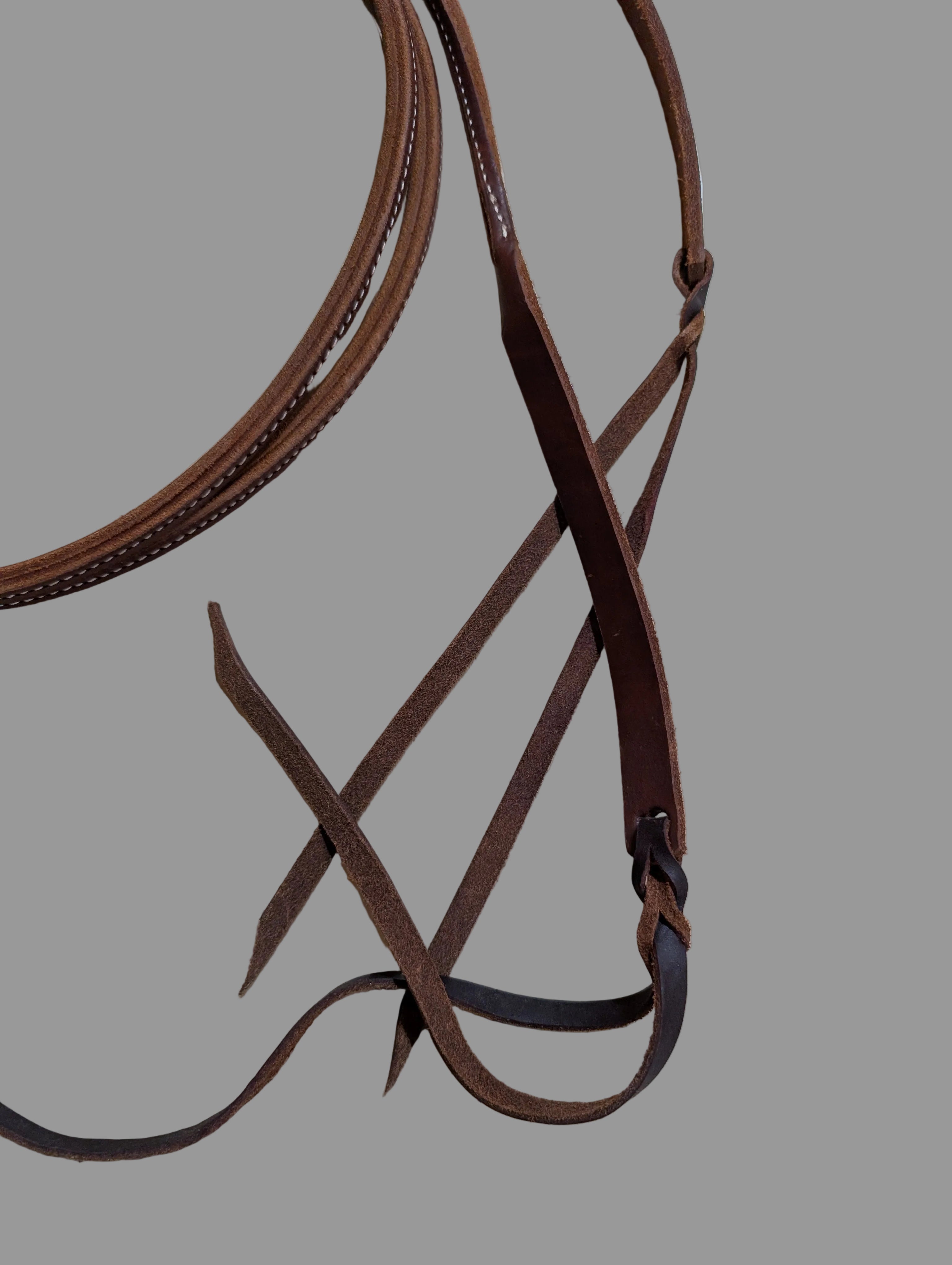 Leather brown split reins with poppers