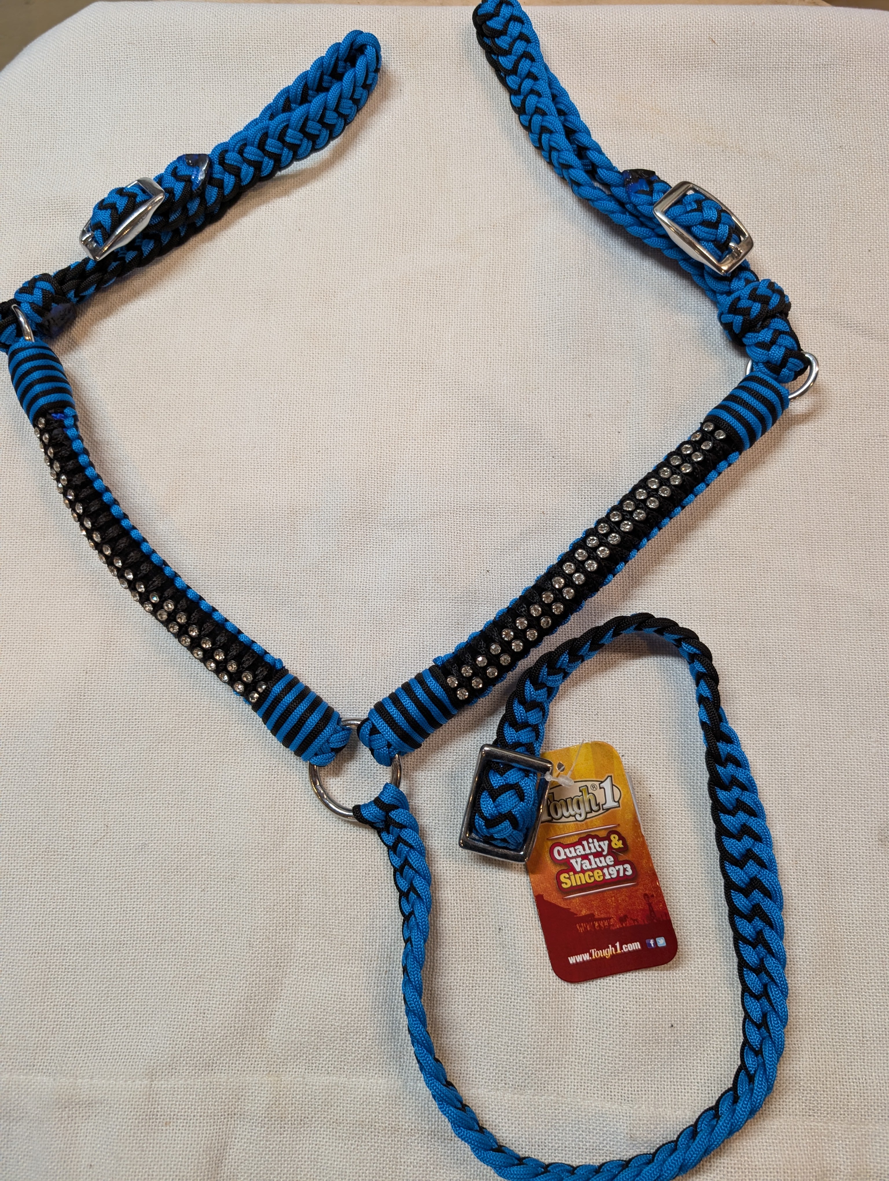 Blue & Black braided nylon Breast Collar