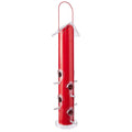 This sturdy metal feeder features vibrant red color that is sure to look at home in any backyard