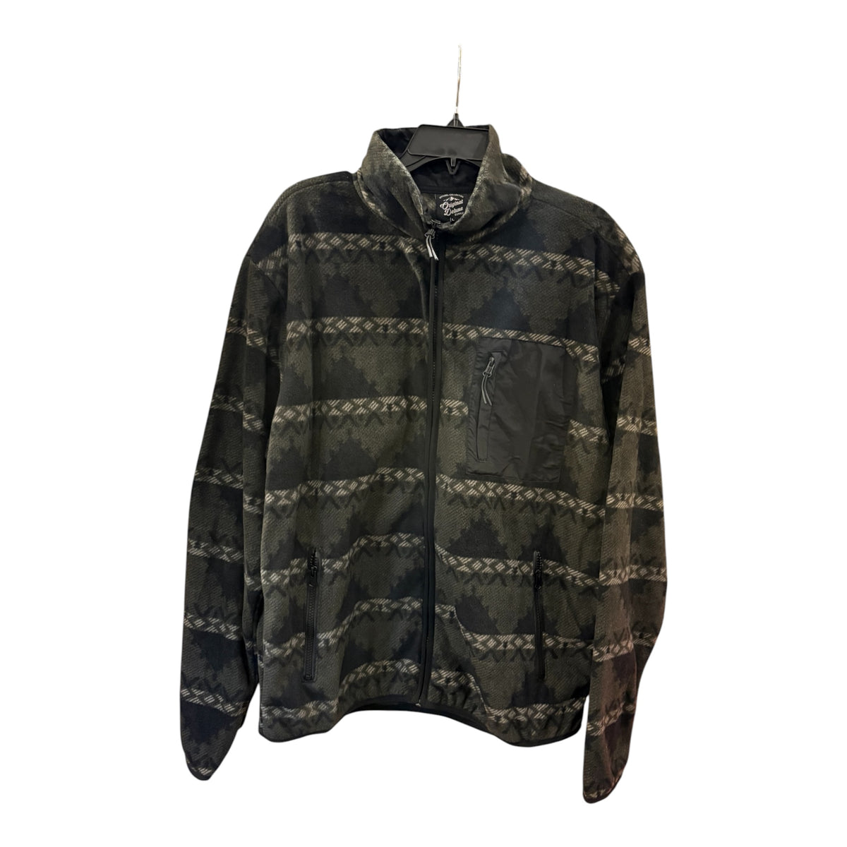 Original Deluxe Supply Aztec Grn/Blk Zip up Jacket from the front view