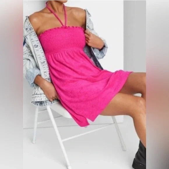 Sleeveless terry cloth dress with smocked bodice – convertible to skirt, Wild Fable brand