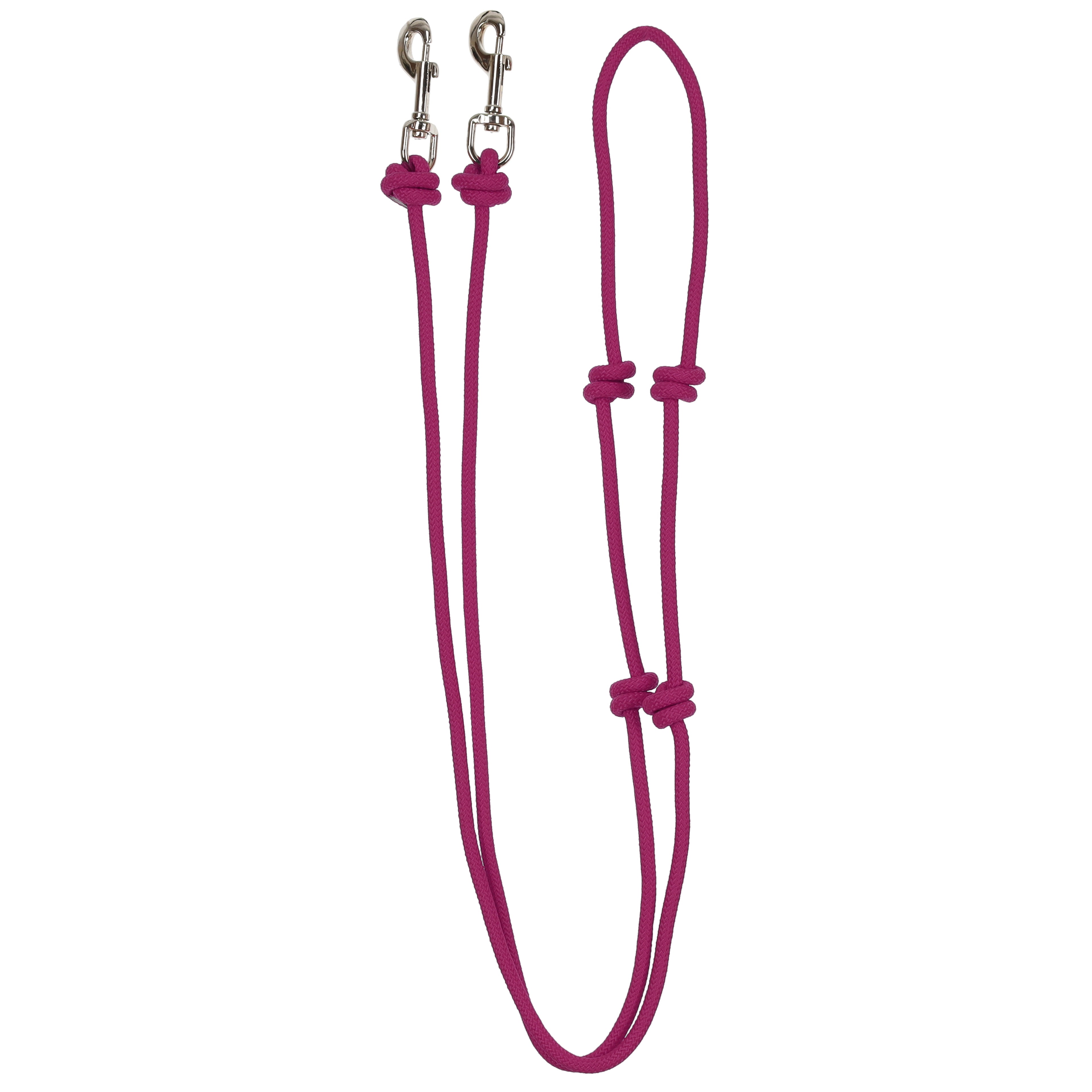 Pink knotted barrel racing rein with snaps