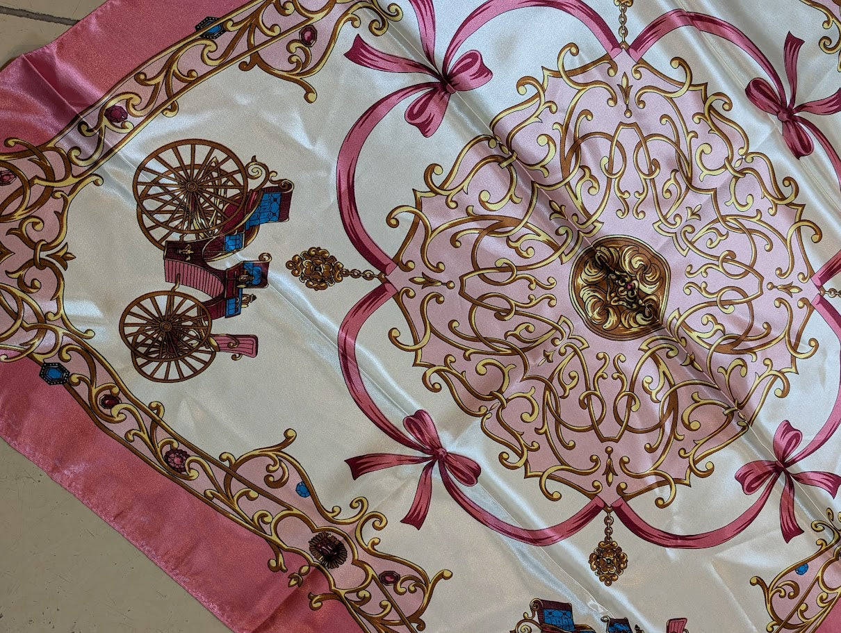 Pink scarf/wild rag with bows & wagon