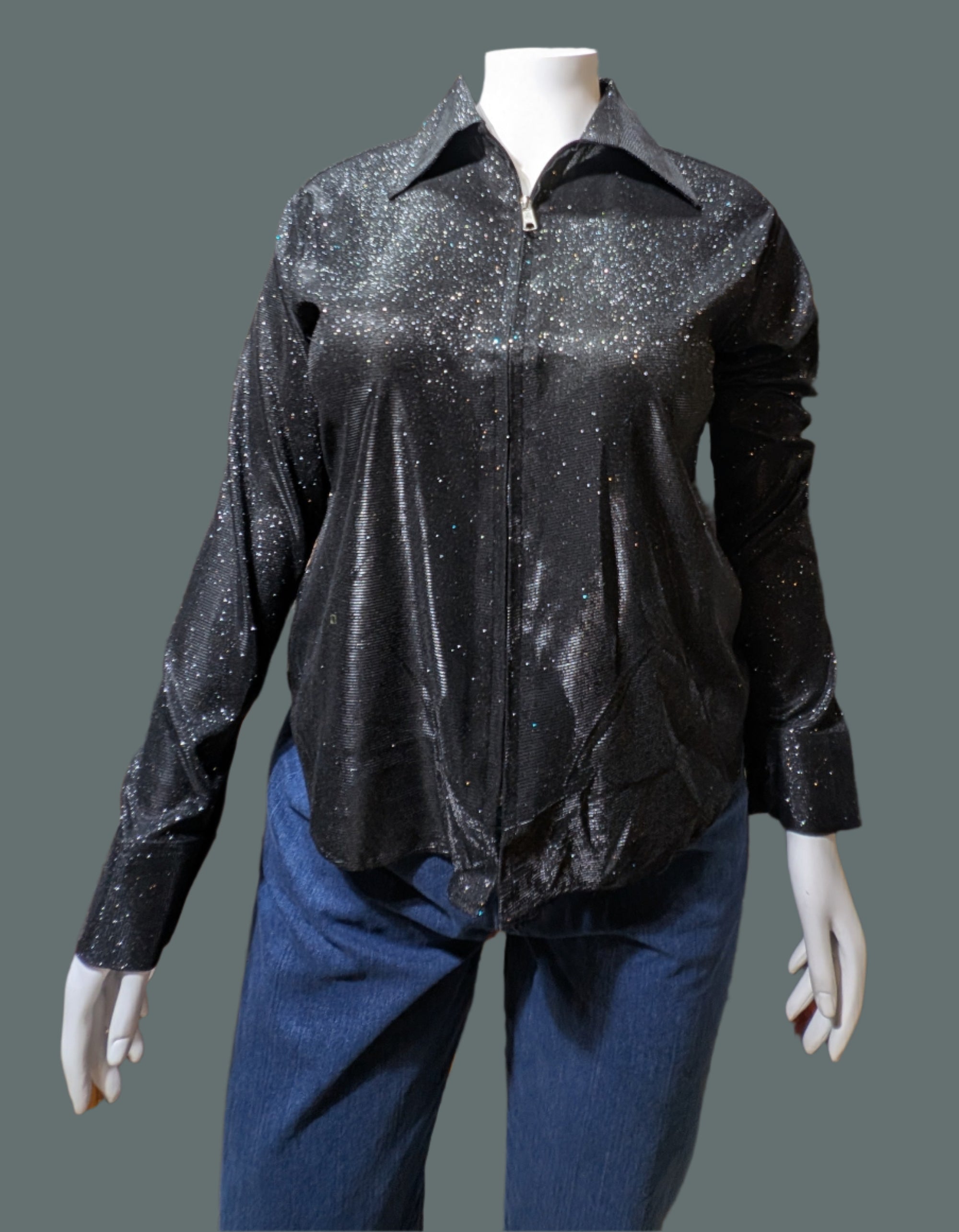 Black Sparkly Western Show Shirt
