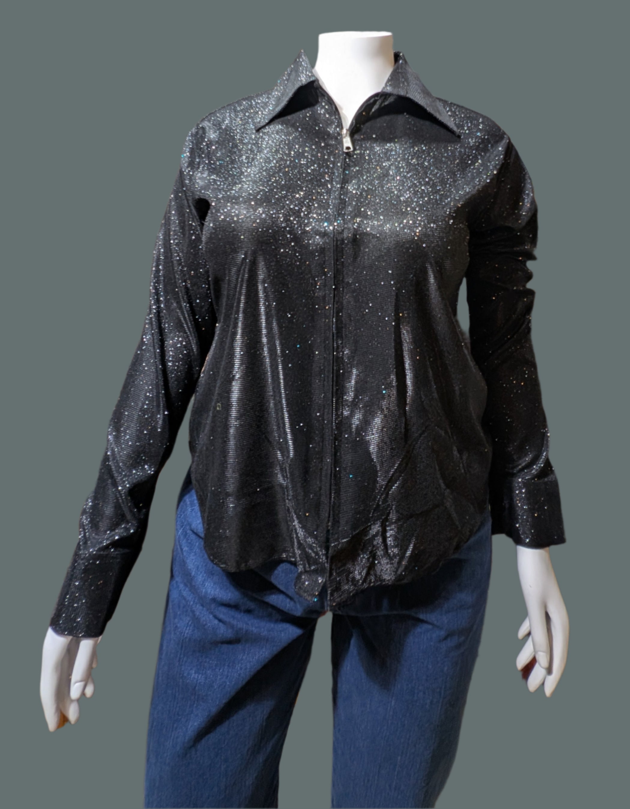Black Sparkly Western Show Shirt