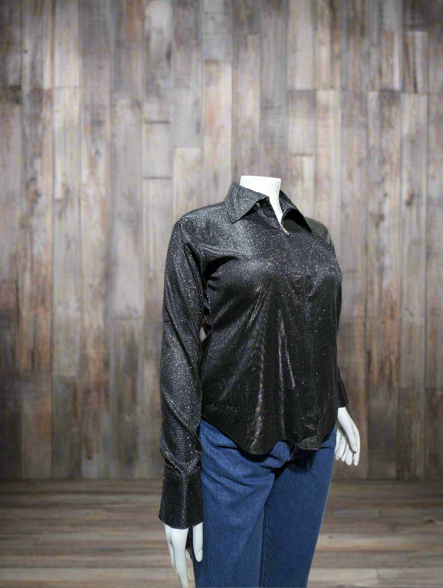 Black Sparkly Western Show Shirt