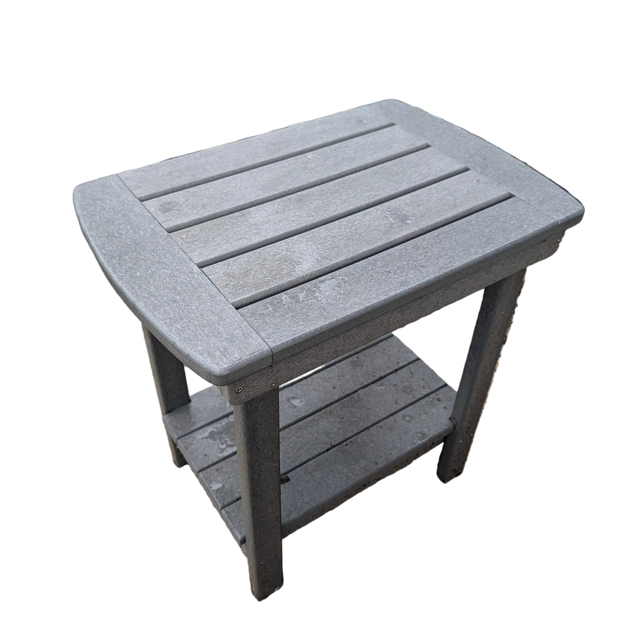 A poly deluxe end table in dark gray.