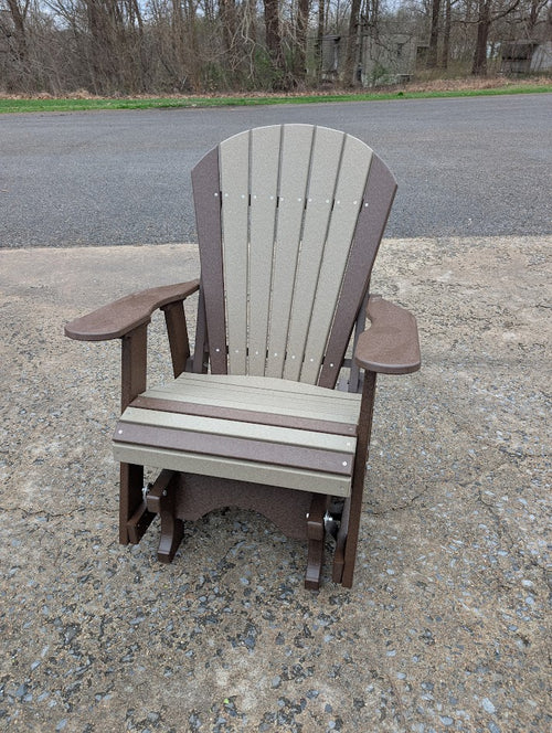 Barrel back Poly outdoor gliding chair.