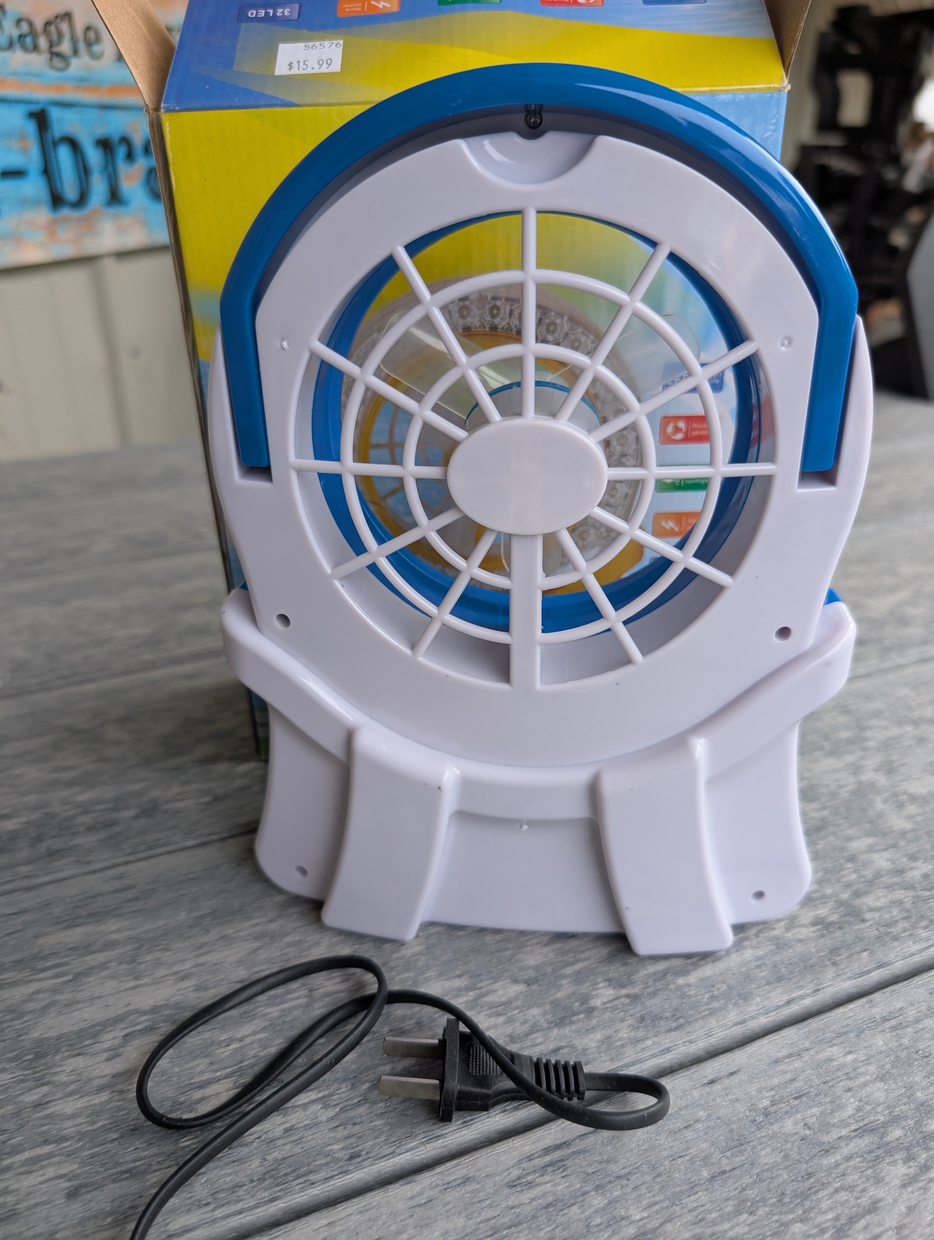 Portable camping fan with 32 LED lights