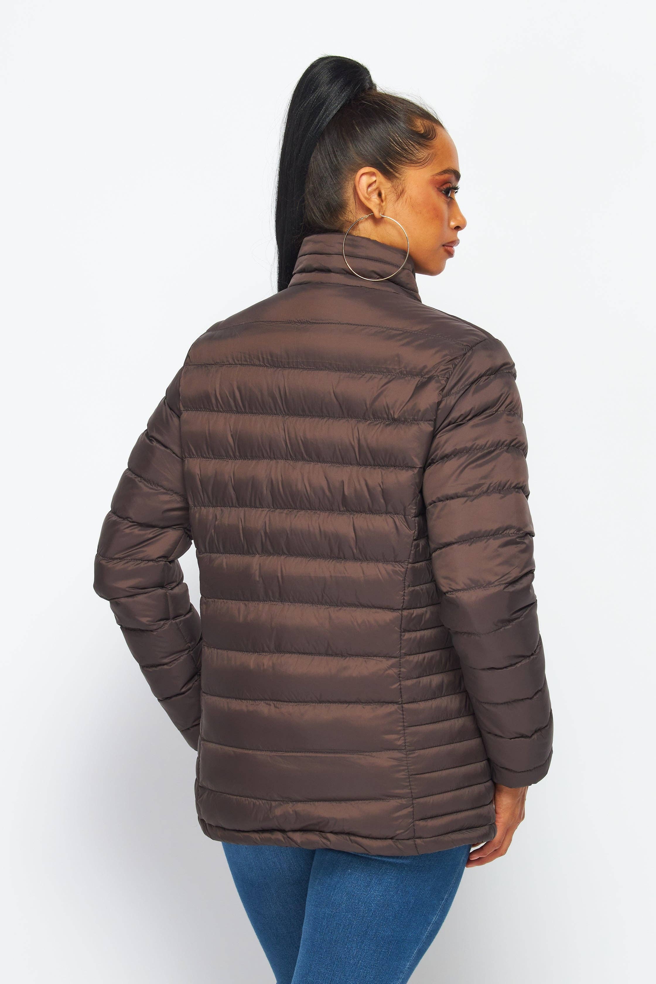 Stylish Brown Puffer Jacket for ladies