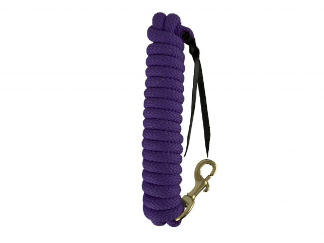 Purple 14ft training lead with bolt snap and a leather popper on the end. 