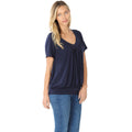 Zenana Women’s V-Neck Short Sleeve Shirring Top – Soft Stretch Knit, Casual Everyday Tee