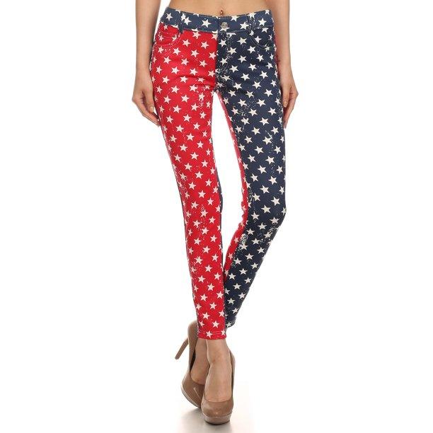 Yelete Red, Blue & White Star Leggings