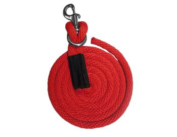 Red lead rope with a Bolt Snap on a white background