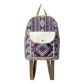 Backpack with tribal pattern and hair on flap on a white background